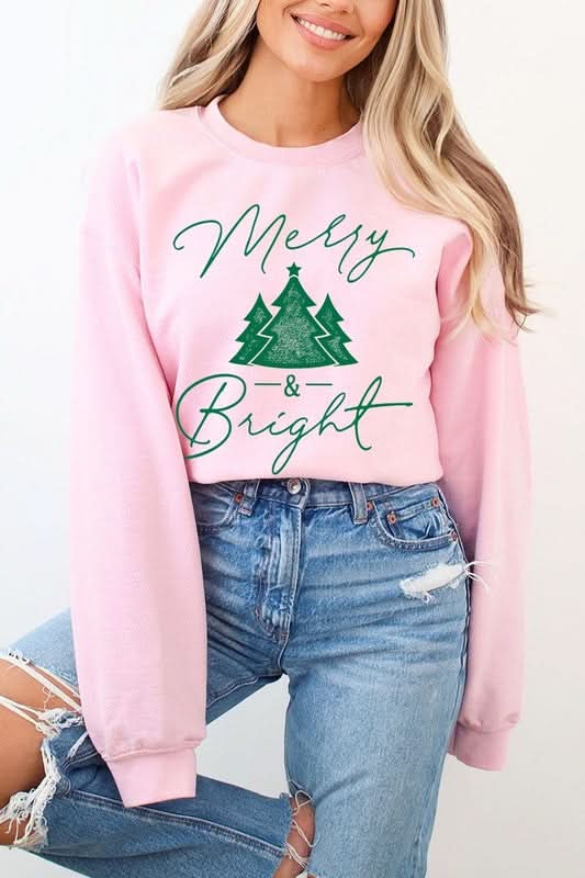 Merry & Bright Graphic Fleece Sweatshirts - Love Salve